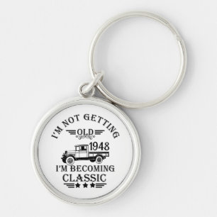 Personalized seventy five vintage 75th birthday keychain