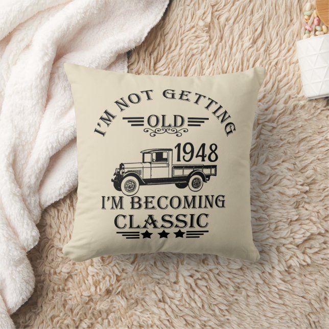 Personalized seventy five vintage 75th birthday throw pillow (Blanket)