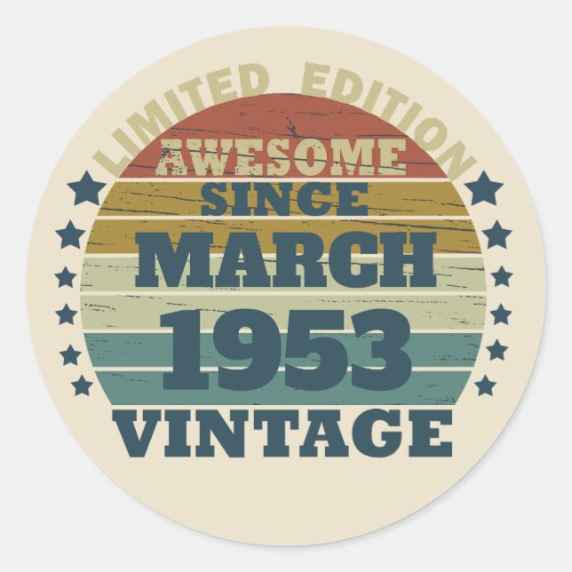 Personalized seventy vintage 70th birthday  classic round sticker (Front)