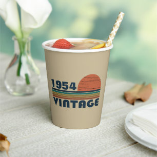 Personalized seventy vintage 70th birthday paper cups