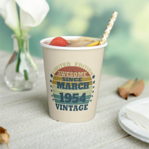 Personalized seventy vintage 70th birthday  paper cups