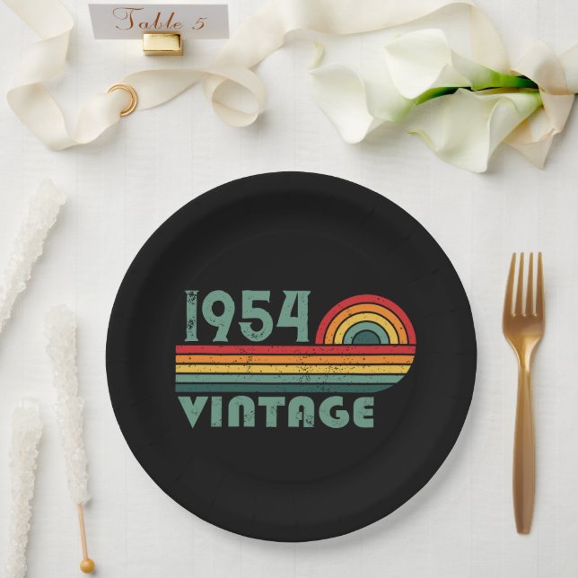 Personalized seventy vintage 70th birthday paper plate (Wedding)