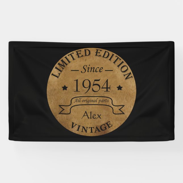 Personalized seventy vintage 70th birthday party banner (Horizontal)