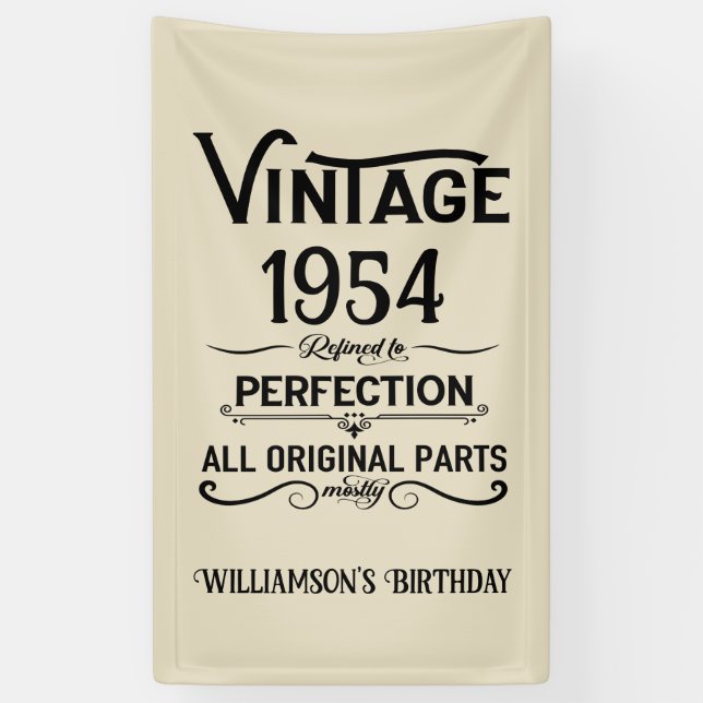 Personalized seventy vintage 70th birthday party banner (Vertical)