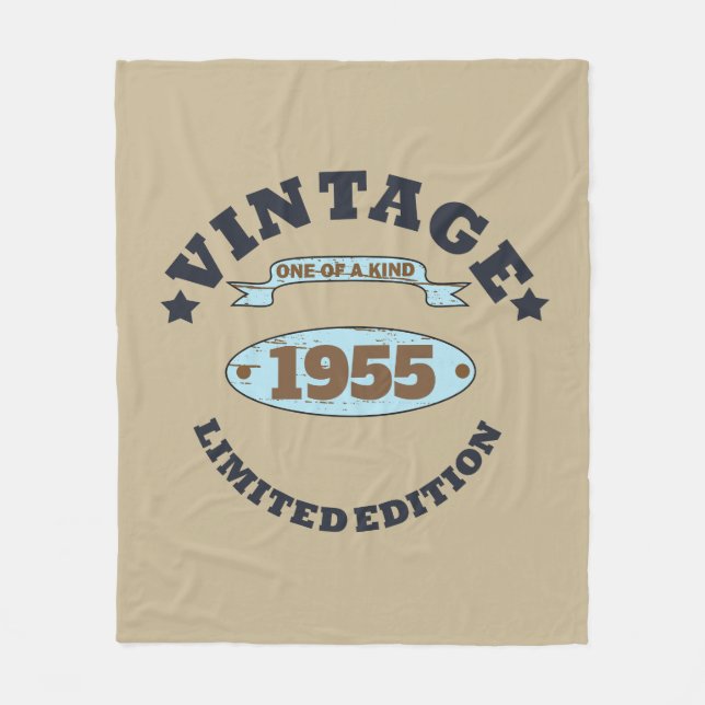 Personalized seventy vintage 70th birthday party fleece blanket (Front)
