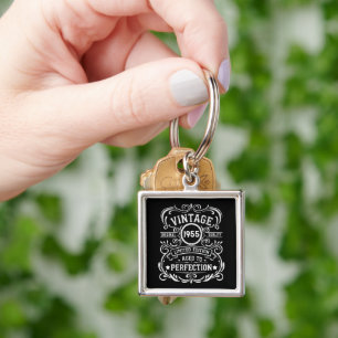Personalized seventy vintage 70th birthday party keychain