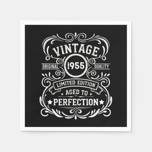 Personalized seventy vintage 70th birthday party napkin (Front)
