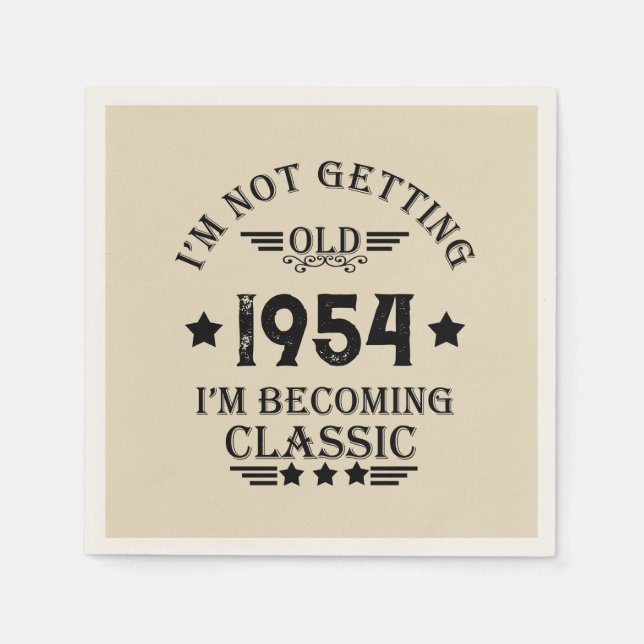 Personalized seventy vintage 70th birthday party napkin (Front)