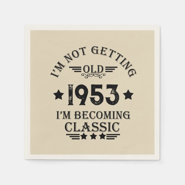 Personalized seventy vintage 70th birthday party napkin (Front)