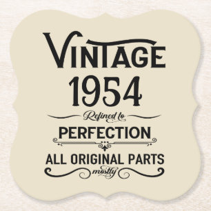 Personalized seventy vintage 70th birthday party paper coaster