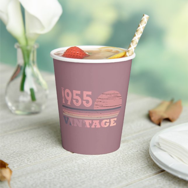 Personalized seventy vintage 70th birthday party paper cups (Insitu)