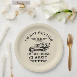 Personalized seventy vintage 70th birthday party paper plate