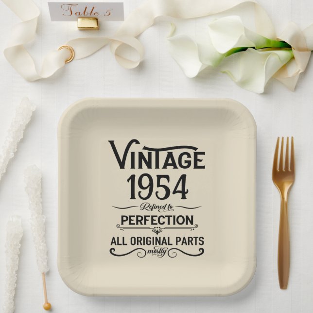 Personalized seventy vintage 70th birthday party paper plate (Wedding)