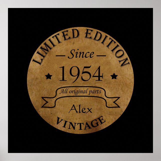 Personalized seventy vintage 70th birthday party poster (Front)