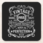 Personalized seventy vintage 70th birthday party square paper coaster<br><div class="desc">Make your birthday special with this unique design. Add a touch of sophisticated elegance to your birthday celebration with our exquisite, one-of-a-kind designs. These graphics bring sophistication and originality to any product, creating a memorable and stylish gift. They are perfect for those who appreciate a touch of timeless glamour on...</div>