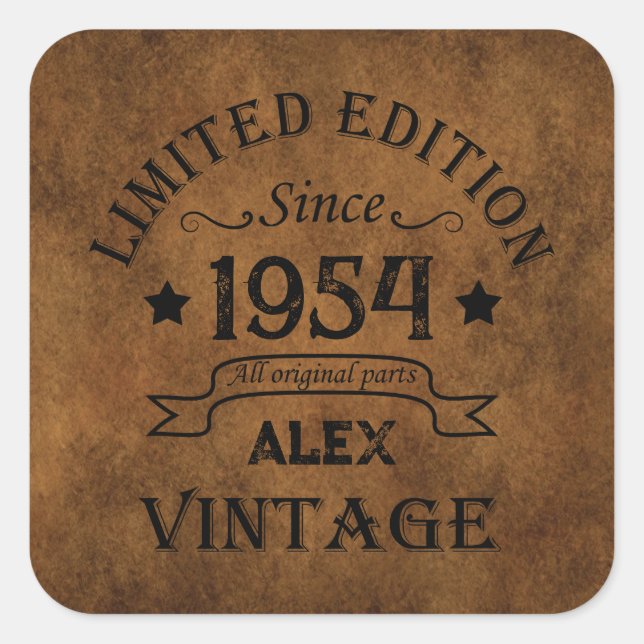 Personalized seventy vintage 70th birthday party square sticker (Front)