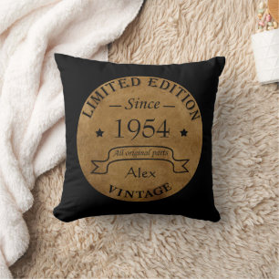 Personalized seventy vintage 70th birthday party throw pillow