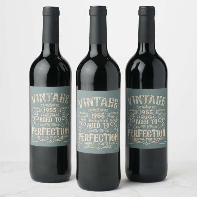 Personalized seventy vintage 70th birthday party wine label (Bottles)