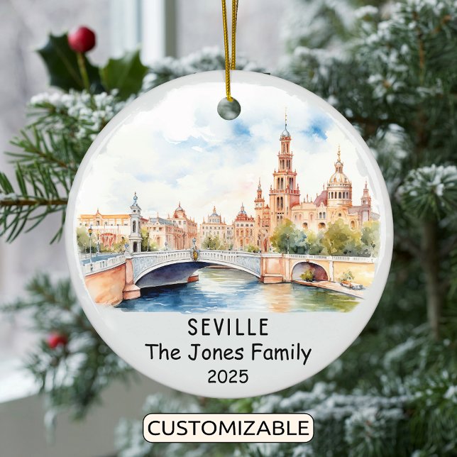 Personalized Seville Ornament, Spain Ceramic Ornament (Creator Uploaded)