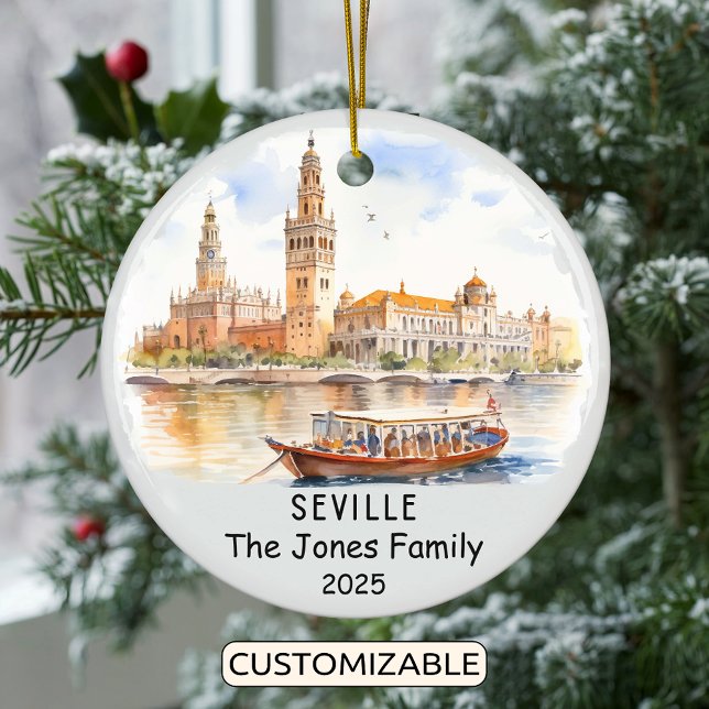 Personalized Seville Ornament, Spain Ceramic Ornament (Creator Uploaded)