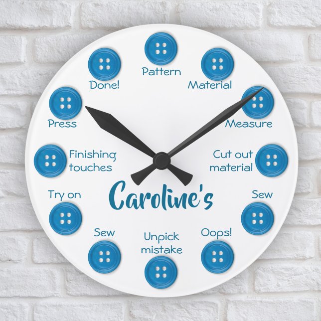 Personalized sewing gift for seamstress funny round clock (Creator Uploaded)