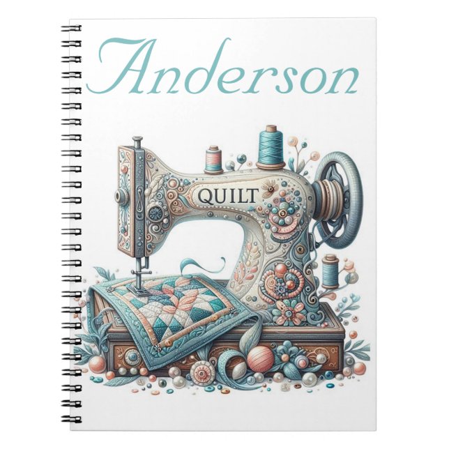Personalized Sewing Machine Notebook (Front)