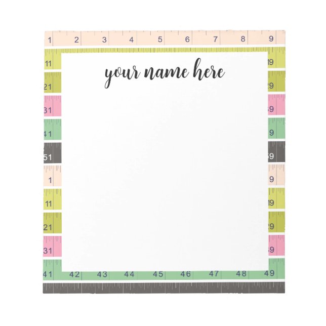 Personalized sewing measuring tape notepad (Front)