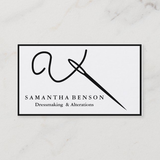 Personalized Sewing Needle Thread Seamstress Business Card (Front)