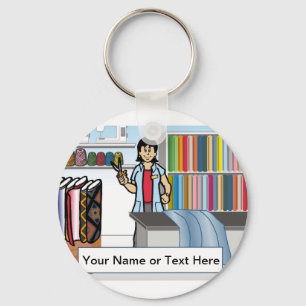 Personalized Sewing, Seamstress - Female Cartoon Keychain