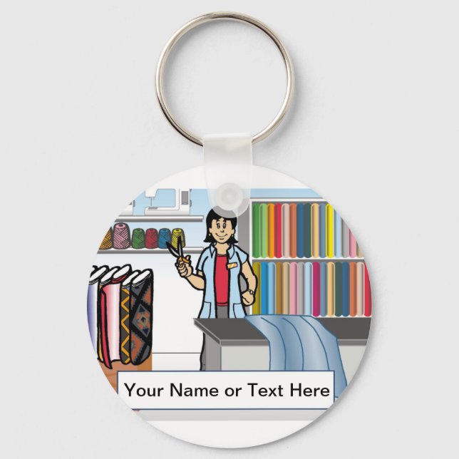 Personalized Sewing, Seamstress - Female Cartoon Keychain (Front)
