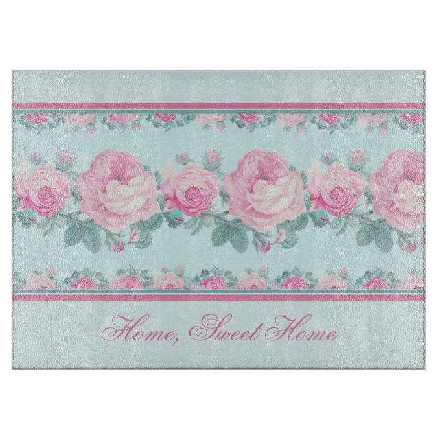 Personalized shabby chic glass cutting board (Front)