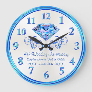 Personalized Shades of Blues Anniversary Clock