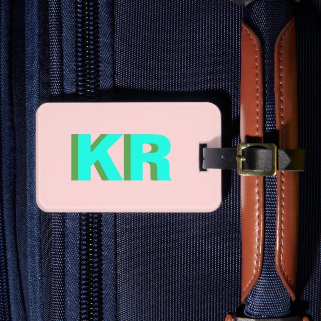 Personalized Shadow Monogram Block Letter Luggage Tag (Front Insitu 4)