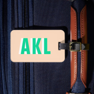 Personalized Shadow Monogram Green Beige Custom Luggage Tag