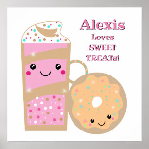 Personalized Shake And Doughnut Sweet Treats Poster