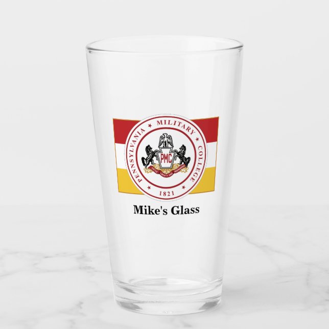 PERSONALIZED Shaker Glass/Tumbler w/PMC FLAG Glass (Front)