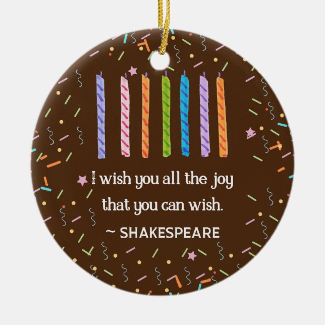 Personalized Shakespeare Birthday Chocolate Cake Ceramic Ornament (Front)