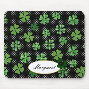 Personalized Shamrock and Four Leaf Clover Mouse Pad