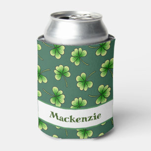 Personalized Shamrock Dark Green St Patrick's Day Can Cooler