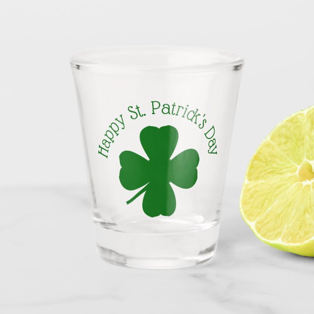 Personalized Shamrock Happy Saint Patrick's Day Shot Glass (Front)