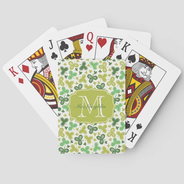 Personalized Shamrock Monogram Playing Cards (Back)