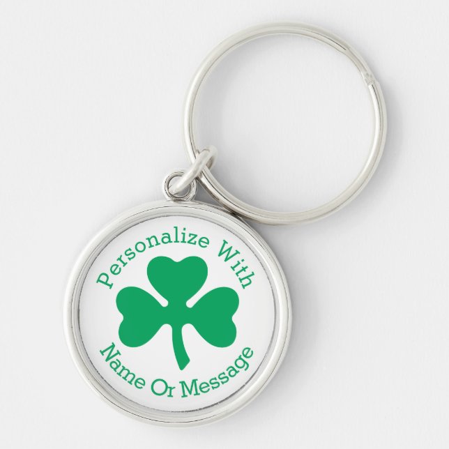 PERSONALIZED Shamrock St Patricks Day Keychain (Front)
