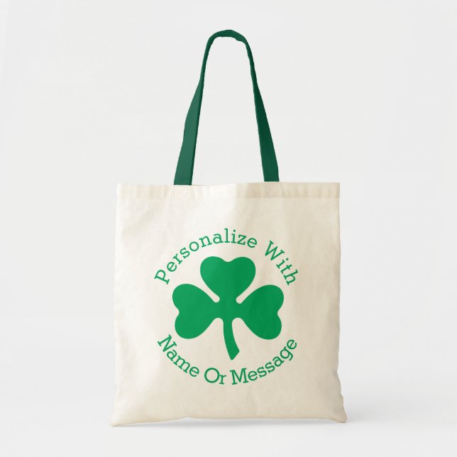 PERSONALIZED Shamrock St Patricks Day Tote Bag (Front)