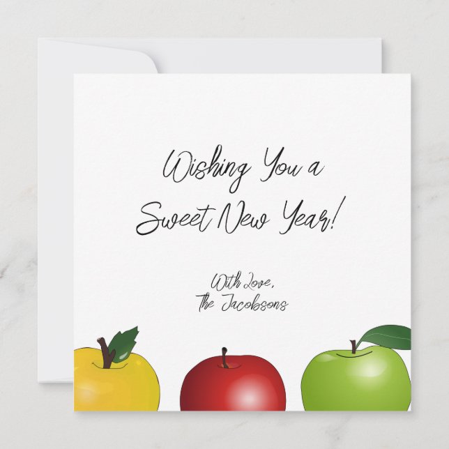 Personalized Shanah Tovah Apple Greeting Card (Back)