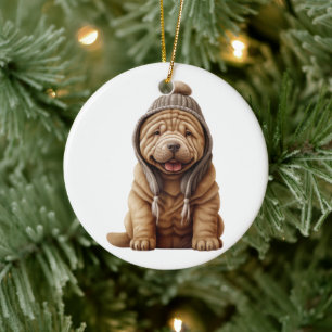 Personalized Shar-Pei Dog Ceramic Ornament