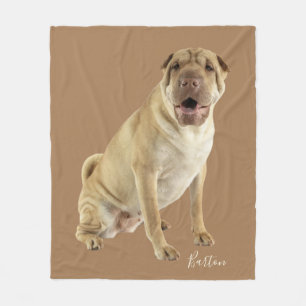 Personalized Shar Pei Dog Photo Fleece Blanket
