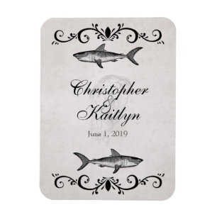 Personalized Shark and Jellyfish Wedding Magnet