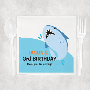 Personalized Shark Birthday Party Kids Napkin