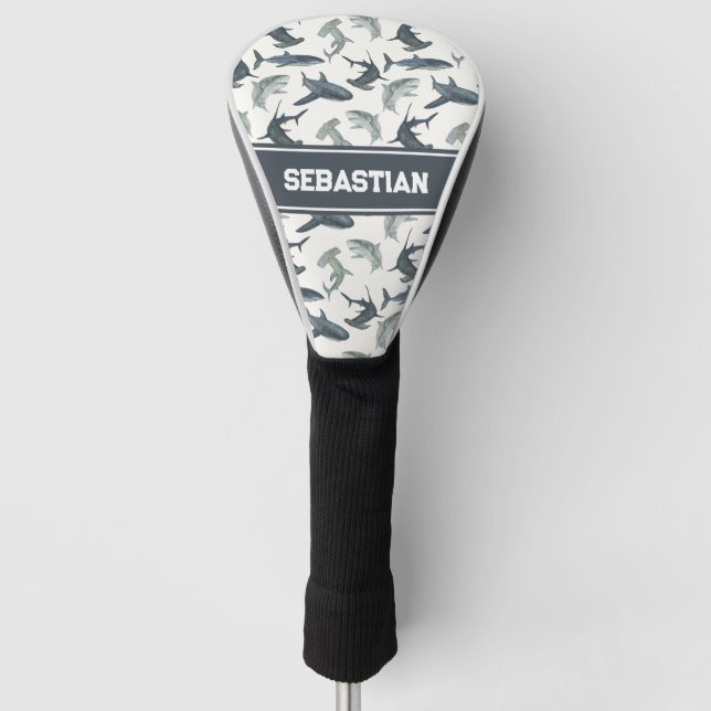 Personalized Shark Golf Head Cover | Custom Golf (Front)