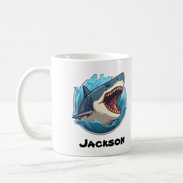 Personalized Shark Mug – Bold and Fierce Design (Left)